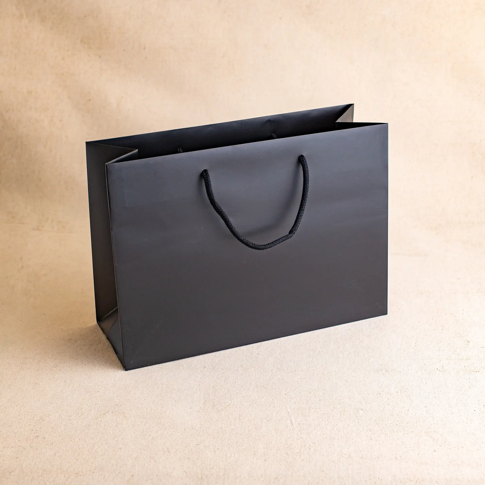 Show details for FSC® Black Luxury Laminated Rope Handle Paper Bags - Plain