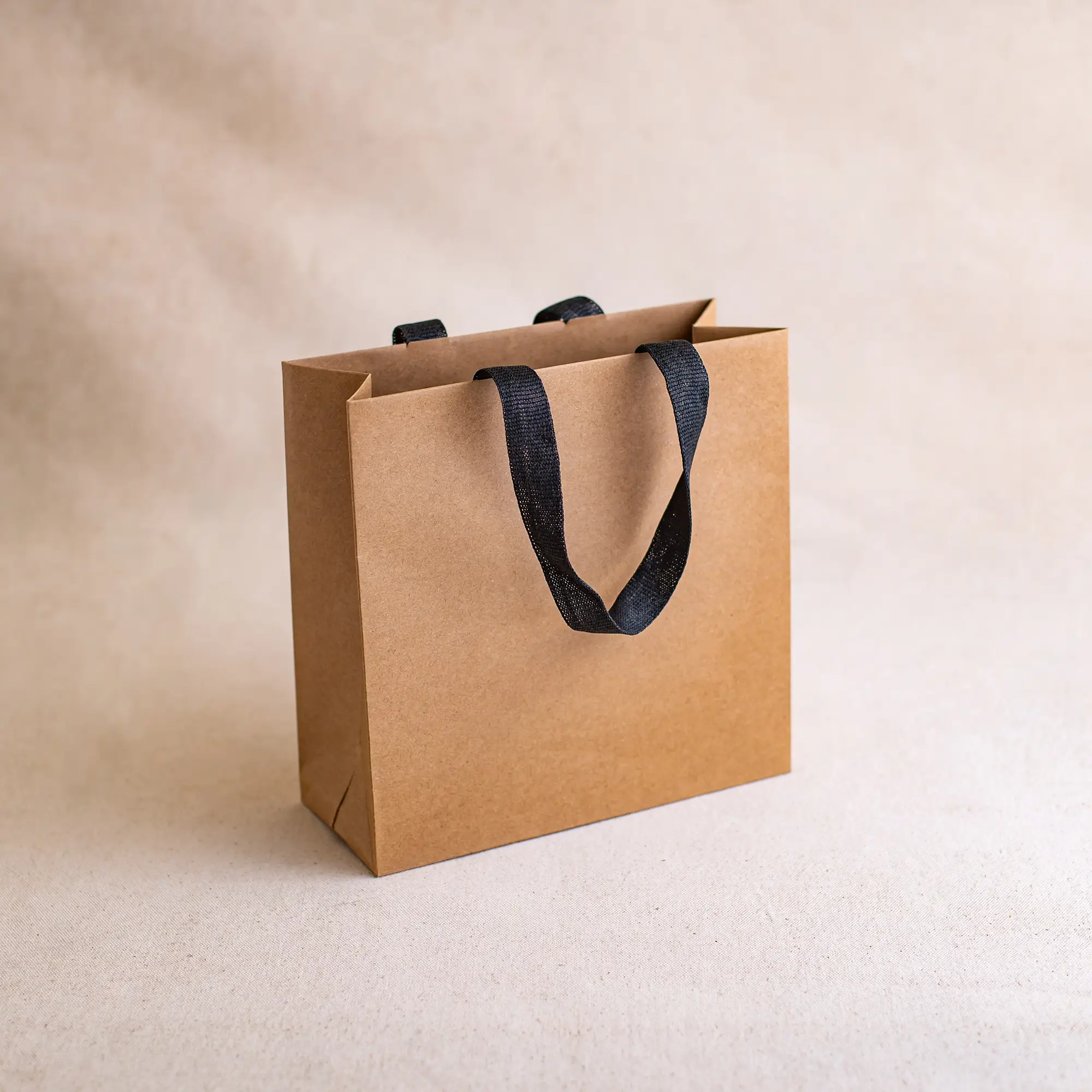 Show details for FSC® Luxury Ribbon Handle Brown Kraft Paper Bags - Plain
