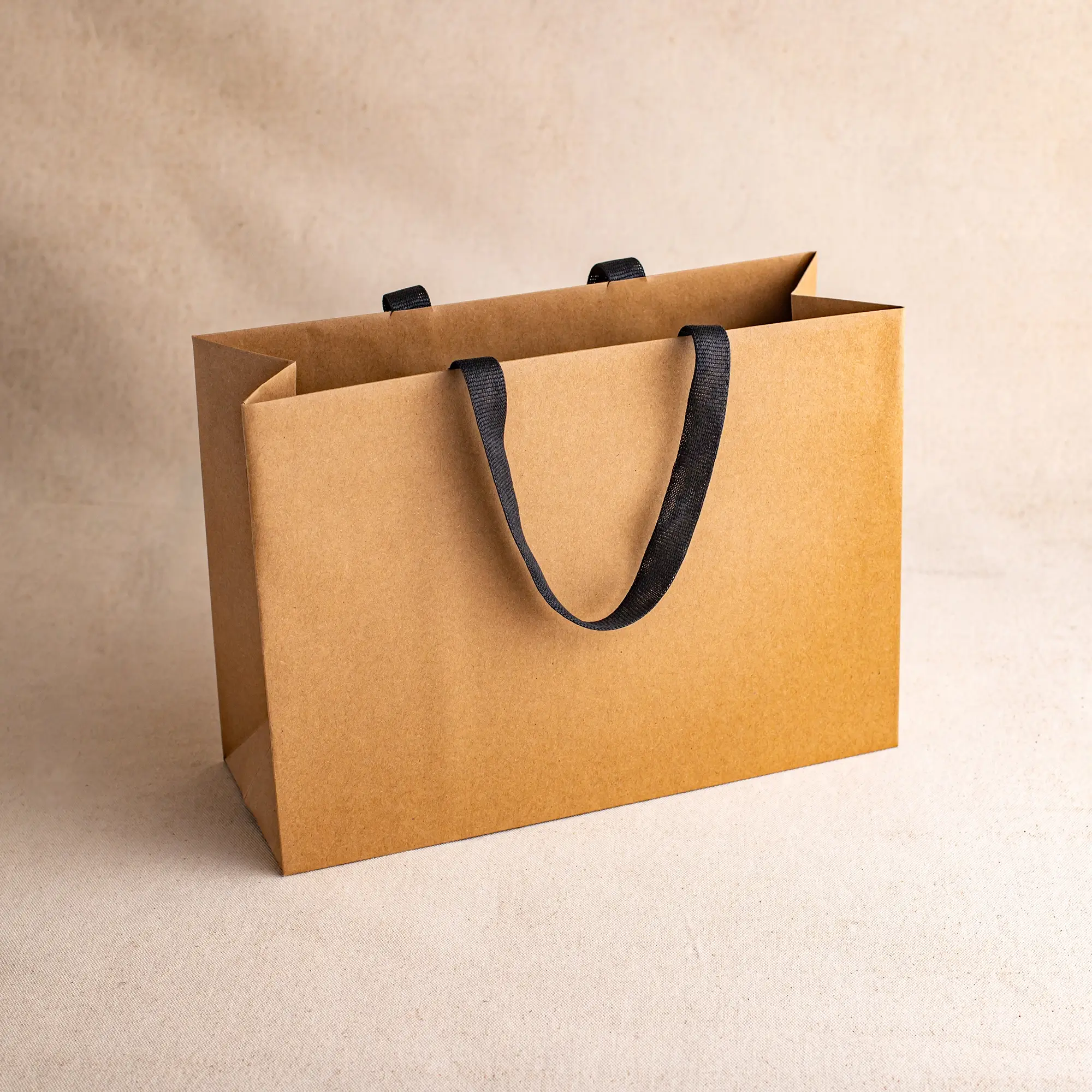 Show details for FSC® Luxury Ribbon Handle Brown Kraft Paper Bags - Plain