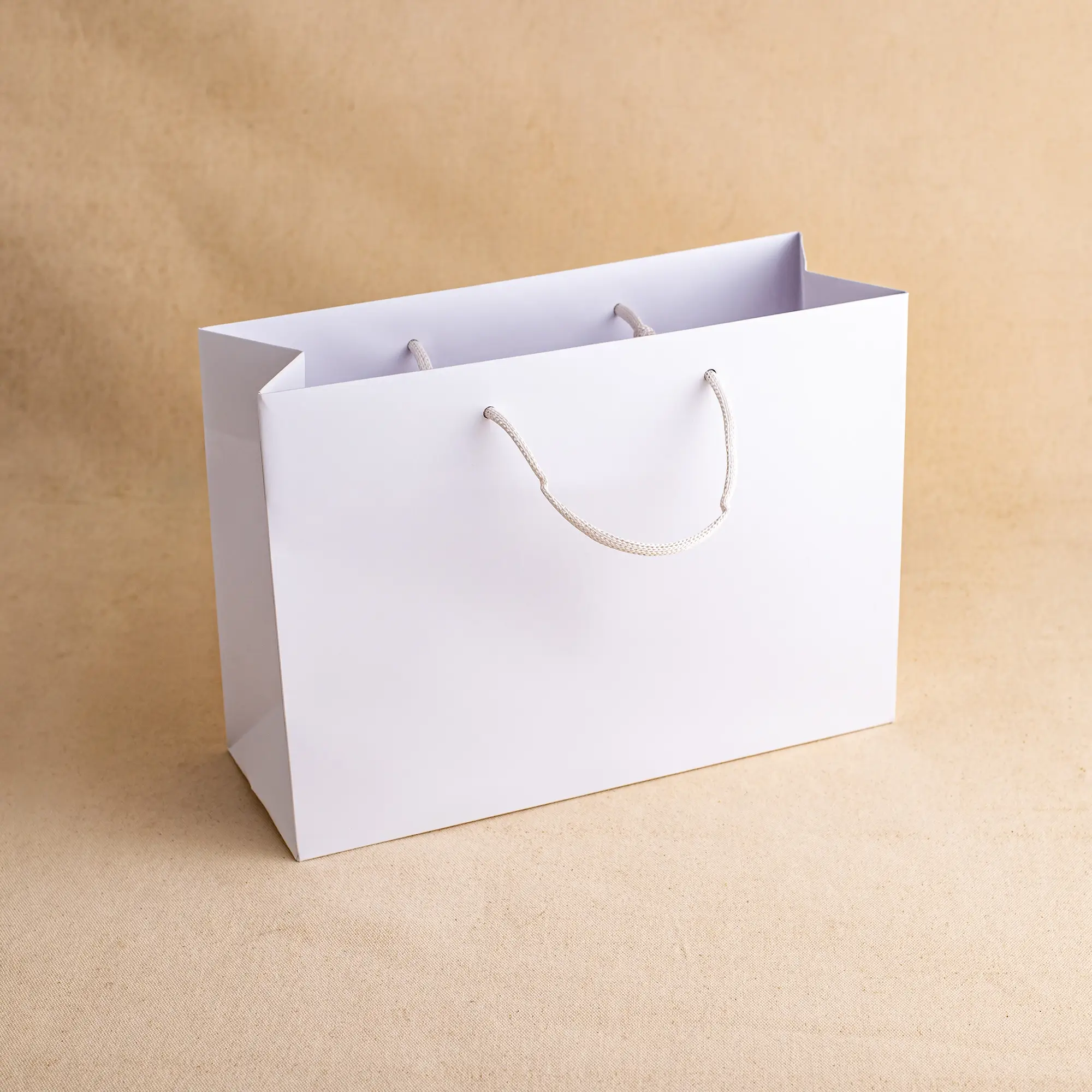 Show details for FSC® Luxury Rope Handle White Kraft Paper Bags - Plain