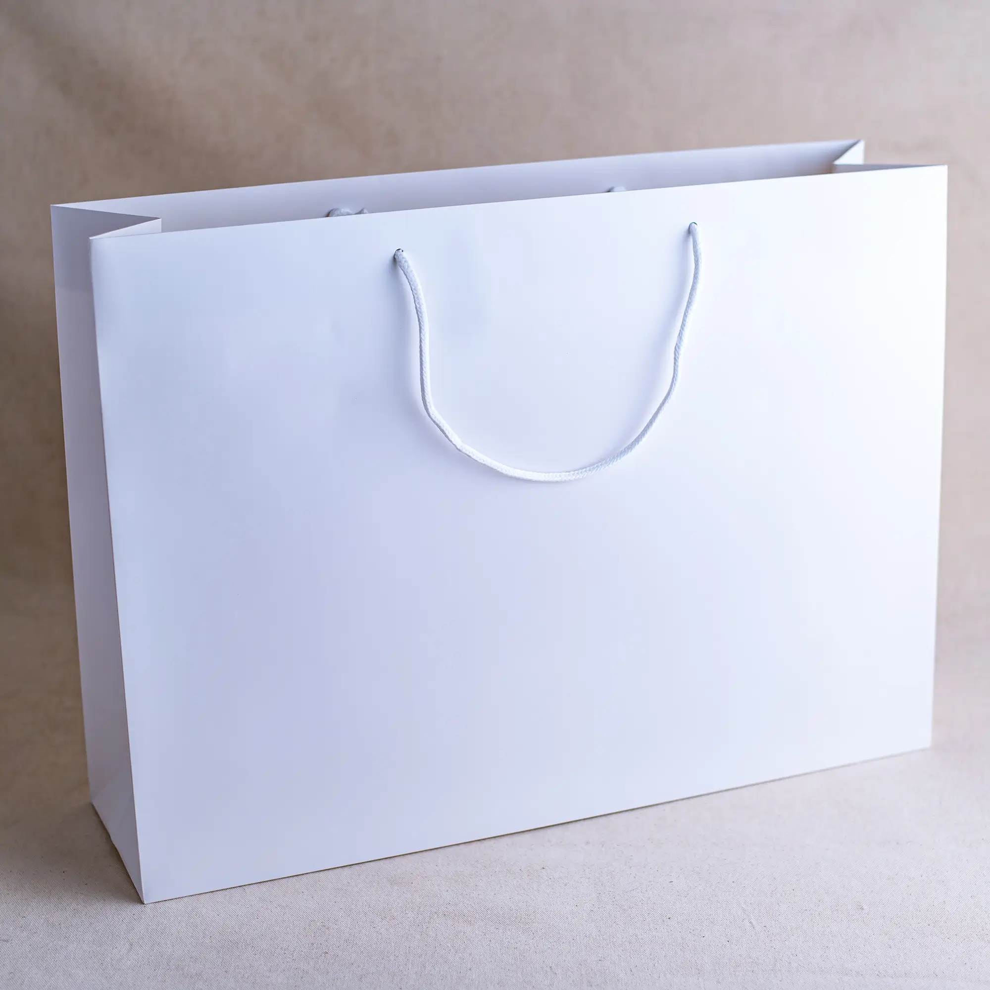 Show details for FSC® White Luxury Laminated Rope Handle Paper Bags - Plain